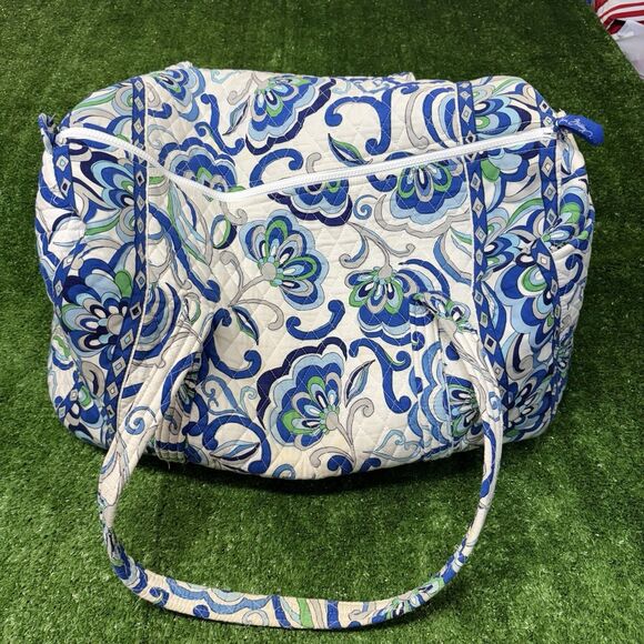 Vera Bradley Handbags - Womens VERA BRADLEY Large Size Duffel Bag 22x12x12 Mediterranean White RETIRED